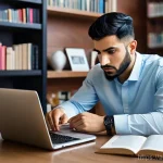 Home 20 리눅스 필기 시험의 효율적인 학습 계획 - **Prompt: "A determined young Arab man, wearing smart casual attire like a collared shirt and trouse...