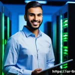 Home 17 리눅스 자격증 취득 후 대기업 취업 성공 후기 - **Prompt:** A confident Arab male system administrator in his late 20s, wearing a smart casual butto...