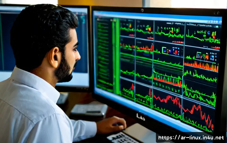 리눅스 실무에서 자주 발생하는 장애와 해결법 - Photorealistic Arab Linux system administrator in a modern Middle Eastern office, calmly troubleshoo...